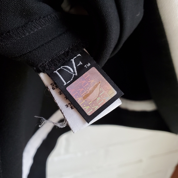 Diane Von Furstenberg DVF Black White Sheath Dress 3/4 Sleeve Size 4 - Picture 6 of 7